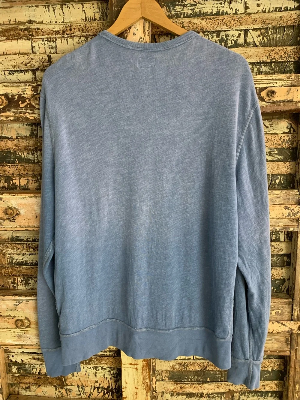 J. Crew Lightweight Sunfaded French Terry Pocket Sweatshirt Medium Blue, Men’s M